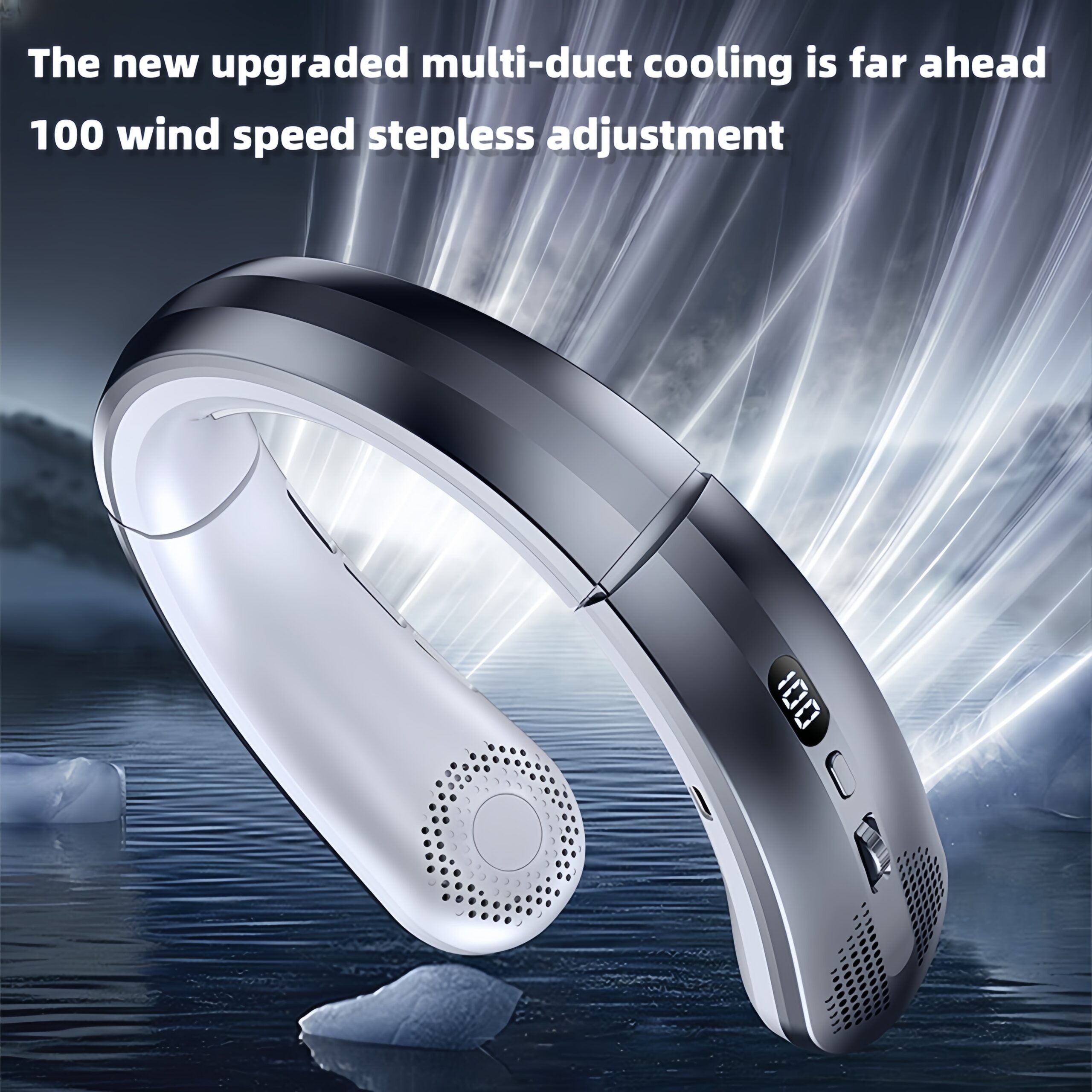 1pc Portable Leafless Hanging Neck Fan Five Generations USB Charging Fan, Display 100 Speed Adjustable Up And Down Air Cooling, 30° Internal And External Angle Adjustable, Suitable for Home, Office. Essential Back-To-School Supplies, Outdoors, Beach - Image 9