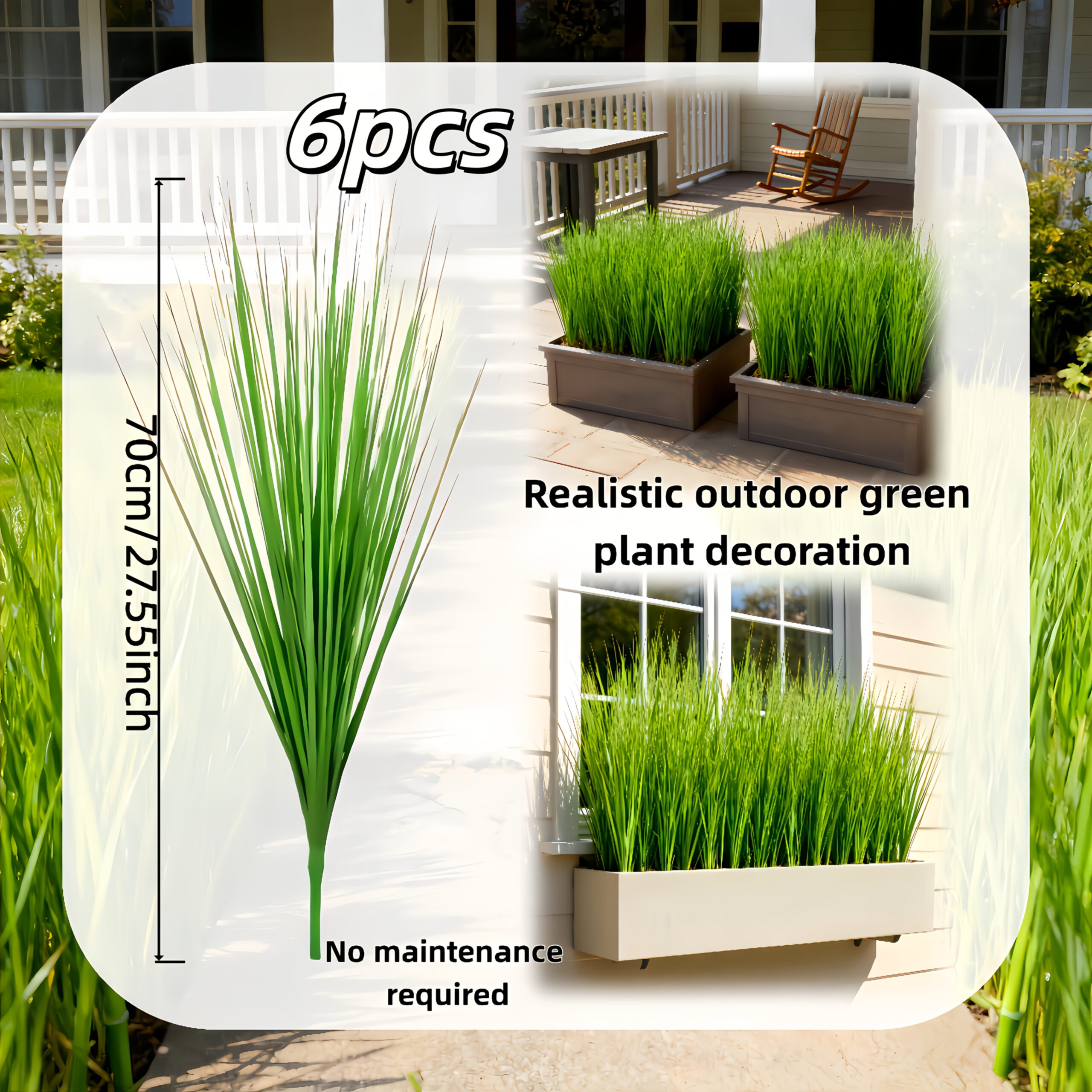 6-Pack 27.55-inch Artificial Pampas Grass Plants | Vibrant Green Leaves, Ideal for Indoor/Outdoor Decor, Perfect for St. Patrick'S Day, Valentine'S Day, Easter, Mother'S Day, Spring Decor, Wedding Decor, Garden, Porch, Windowsill - Image 2