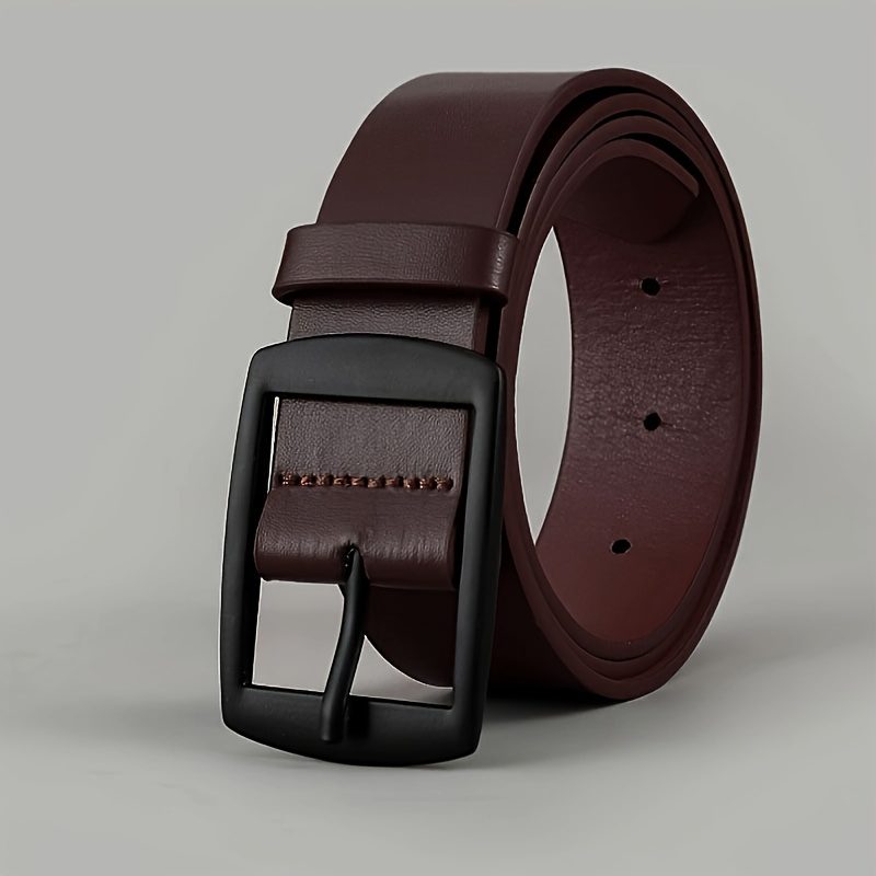1 Men's fashionable PU belt, simple retro design, smooth buckle, suitable for Men's daily life, leisure time, parties, holidays, work, Valentine's Day - Image 4