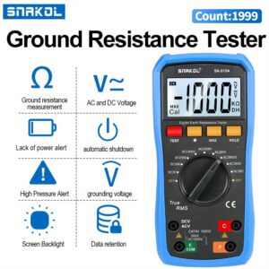 SNAKOL SK-515A Digital Earth Resistance Tester High Accuracy Measurement AC/ DC Voltage Detection Drop-proof Backlit Design