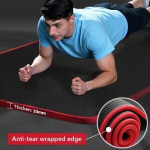 10mm Thick Non-Slip Yoga Mat with Carry Bag & Strap - High-Density Tear-Resistant Exercise Mat for Pilates, Gym, Home Workouts - Black, Yoga Mat Extra Thick, Pilates Accessory, Sleek Design, Durable Workout Gear