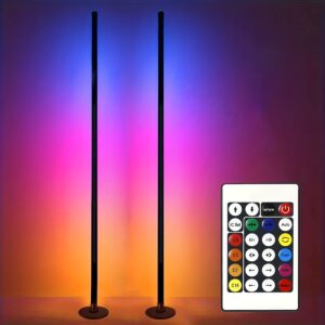 1/2 Independent LED RGB Corner Floor Lamps, RGB+IC Music Sync Mode, Remote Control, USB Power Supply, Non, with Color-Changing Phantom Function, Suitable for Living Room, Bedroom, Game Room Decoration, Living Room Floor Lamps
