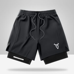 Men's Geometric Athletic Shorts with Side Pockets, Elastic Waistband, Lightweight Stretch Fabric for Running & Casual Wear - Compression Shorts | Gray, Running Shorts | Stylish Sports Shorts | Comfortable Fit