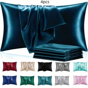 4-Pack -Like Satin Zippered Pillowcases