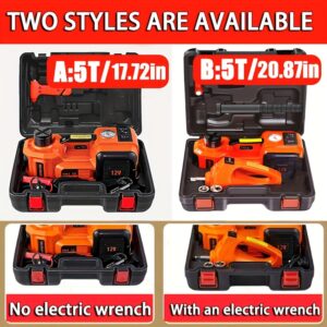 2 Specifications: A: Hydraulic Jack 45cm with Built-in Tire Pump and LED Light, B: 53cm Hydraulic Jack + Electric Wrench Set, Essential Car Tools, 12V Electric Car Jack Max 5 Ton/4999.95 KG Hydraulic Jack for SUV, MPV, Sedan, Small Truck Tire