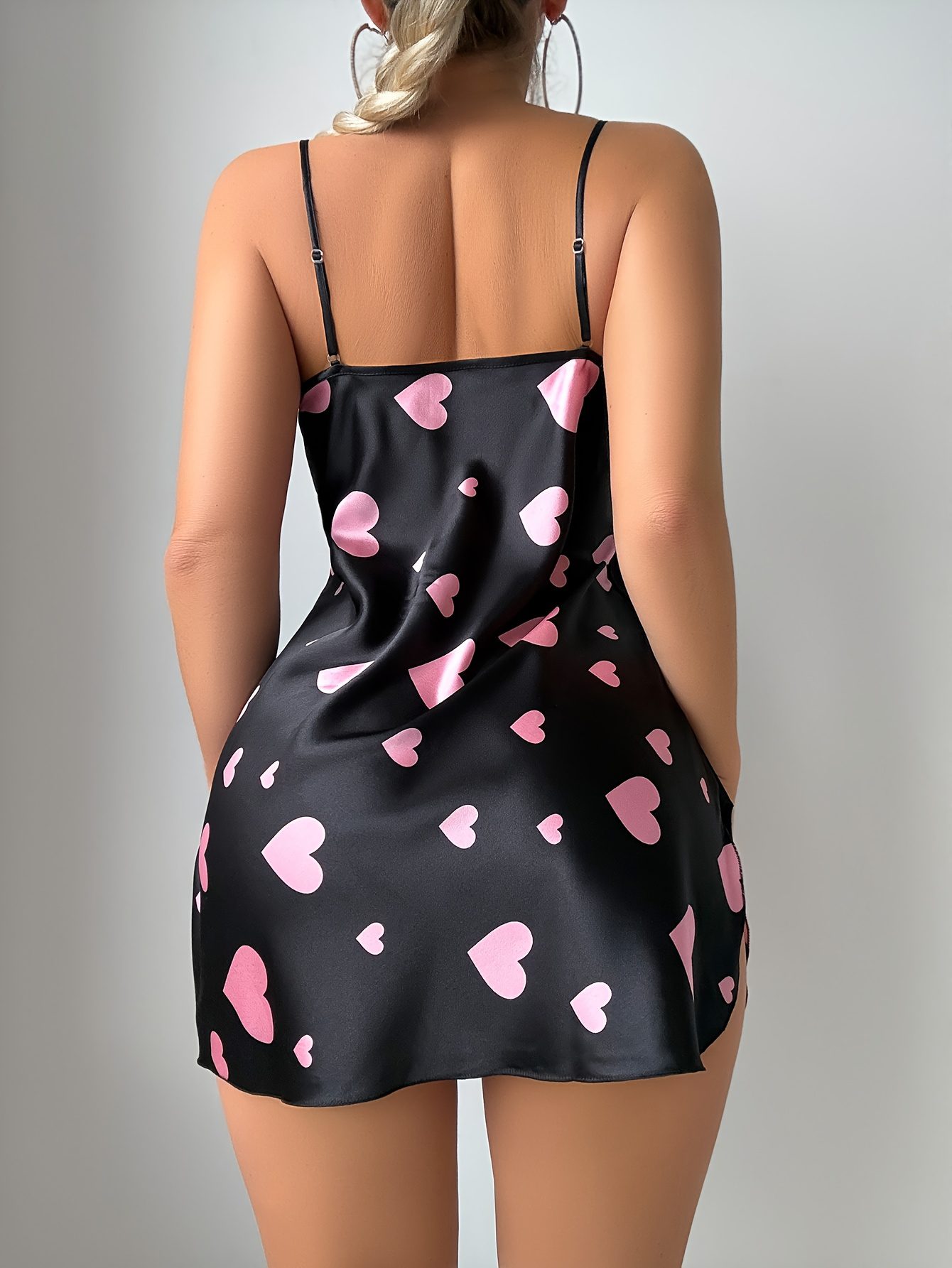 Women's Heart Print Comfortable Sexy V-Neck Camisole Nightgown - Image 4