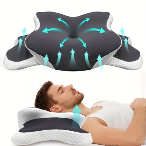 Cervical Neck Pillow for Side Sleepers, Memory Foam Pillow for Neck & Shoulder Relief, Ergonomic Support for Back Sleepers, Contoured Bed Pillow for Sleeping, Stomach Sleeper Option, Side Sleep Support, Ergonomic Sleeping Aid, Soothing Sleep Pillow, Contoured Design, Memory Foam Comfort