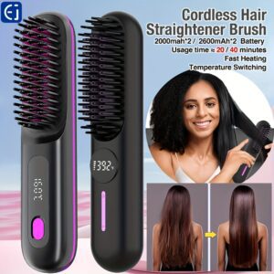 Wireless Straight Hair Brush - Fast Heating, Constant Temperature Anti-Scald, LED Display, Lightweight Portable Design for Home And Travel Use, Ideal Gift for Women. Straightener, Fashion Gadget, User-Friendly Interface