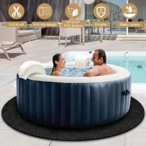 Anti-Slip Round Hot Tub Mat - Waterproof, Reusable & Washable Outdoor Pool Protector for Above Ground Pools and Spas