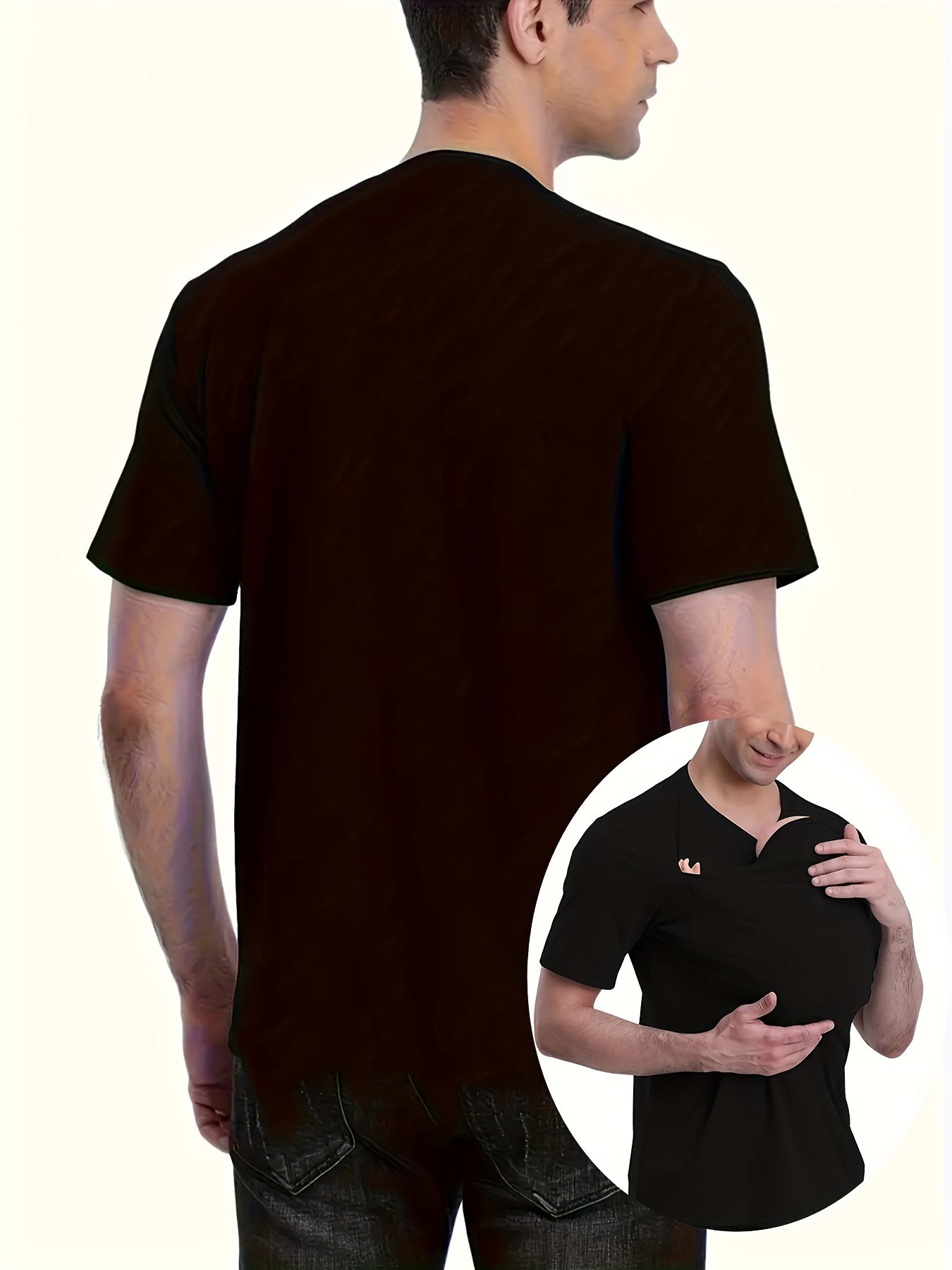 Fashionable Men's Casual T-Shirt with Kangaroo Pocket, Breathable Polyester Fiber, Crew Neck, Short Sleeves, Summer Casual Wear - Image 4