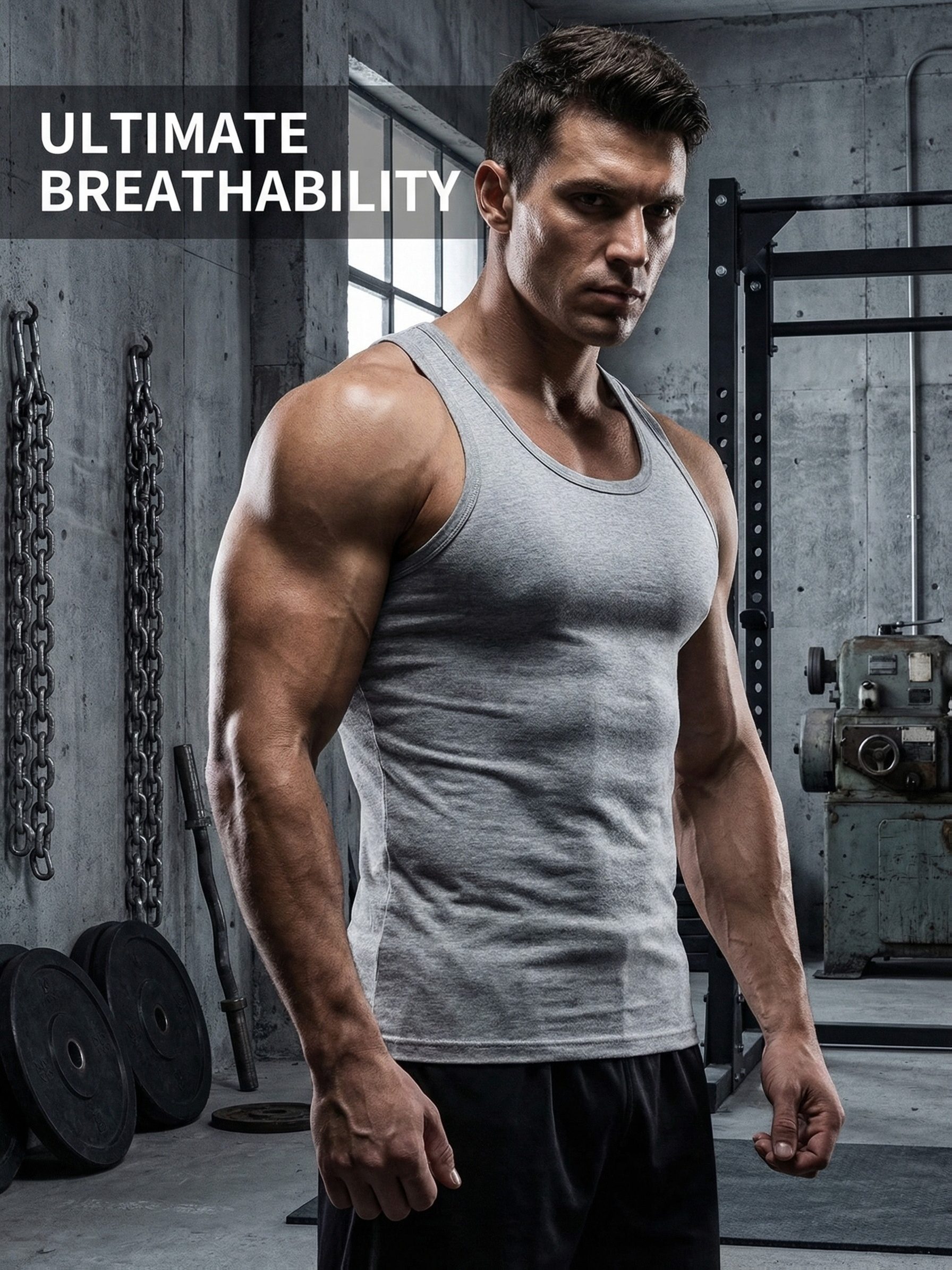 7pcs Men'S Casual Athletic Vests - Fashionable Solid Classic Round Neck Base Layer - Slight Stretch Breathable 100% Fabric - Suitable for Home Leisure - Fitness Running - Strength Training Wear - Image 6