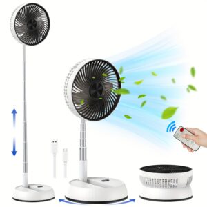Portable 8-Inch Folding Fan with a 7200Mah High-Capacity, Featuring a Retractable Design And Remote Control, Ideal for Outdoor Activities And Camping