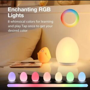 Bedside Lamp with Adjustable Brightness And 7 RGB Colors That Change, Featuring a Touch Control And a 1-Hour Timer, Rechargeable Night Light