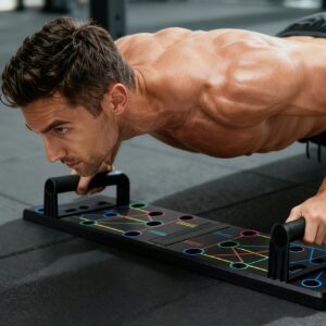 1 Multi-Functional Push-Up Board Training System - Heavy-Duty Home Gym Equipment, Non-Slip Surface, Suitable for Core, Chest, Arms, Legs, Back Workouts - Unisex Fitness System Black - Durable Exercise Mat with Resistance Bands, Full Body Strength Training, No Power Required, Compact and Portable, Ideal for Home Use, Gym Accessories, Multifunctional Fitness Board, Men'S Fitness Gear, Push Up Board With Counter, Push Up Board With Timer, Calisthenic Equipment, Gym Equipment For Home