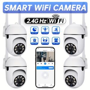 2pcs WiFi Security Camera 360° Panoramic View, PTZ Control, Motion Detection Alerts, Two-Way Audio, Full-Color Night Vision, USB-Powered Indoor/ Surveillance Camera for Home, Office, Store, Garage - Compatible with Smartphone Apps