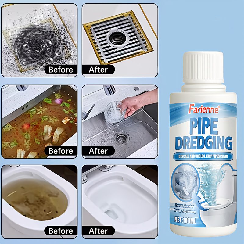 FARIENNE Advanced Pipe Unclogging Kit - Quick-acting Drainage Liquid, Specially Formulated to Prevent Blockages, Capable of Dissolving Hair and Oil Residues, an Easy-to-use Clog Remover, Suitable for Toilets, Sinks, Bathtubs and Floor Drains - Image 8