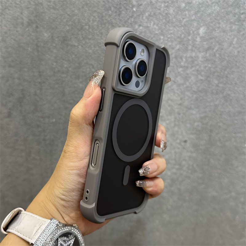 Phone Case: Luxury Matte Clear Four-Corner Skin-Feel Magnetic Phone Case for iPhone 16 15 14 13 12 11 Pro Max Plus Soft Back Cover