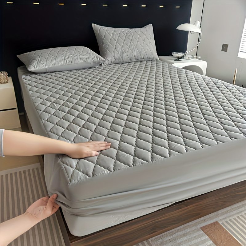 1pc Rhomboid Thickening Mattress Protector | Super Soft And Comfortable Polyester Fitted Sheet, Geometric Pattern, Ultrasonic Embossing, Suitable for Bedroom, Guest Room, Hotel Use - Image 5