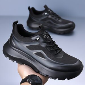 2026 New Men's Shoes, Breathable Mesh Sneakers, Lightweight, Thick Sole, Shock-Absorbing Running Shoes, Rotating Buckle, Casual Shoes, Hiking Shoes