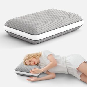 1pc Ice Fiber Dual-Sided Pillow - Ergonomic Support for All Sleeping Positions, Breathable Cooling Design, Machine Washable, Grey, Allposition Support, Sleek Modern Design, Zipper Closure