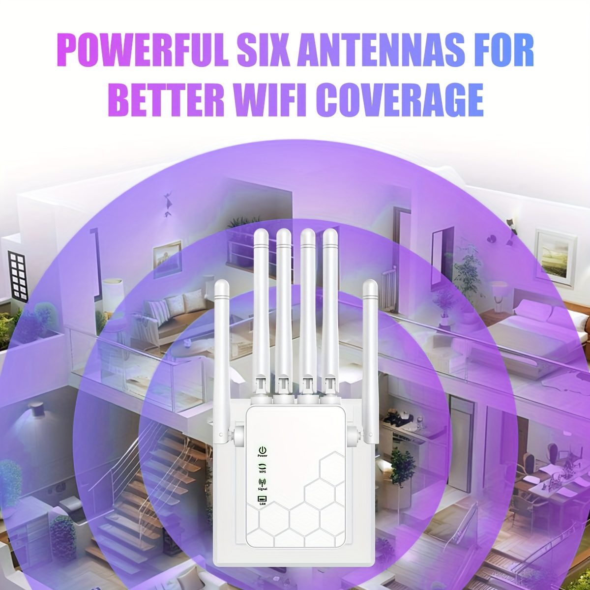 OURLIFE WiFi 6 Extender & Signal Booster, 6-Antenna Network Repeater with Plug & Play Setup, 2.4GHz System for Home/Office, Stable Coverage for Large Houses, Compatible with all WiFi Routers - Image 8