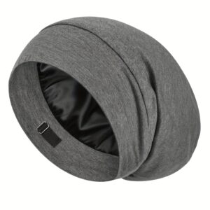 Jemis Silk Lined Silk Sleep Cap, No More Frizzy Tangled Hair, Stay On All Night Adjustable Hair Wrap for Sleeping