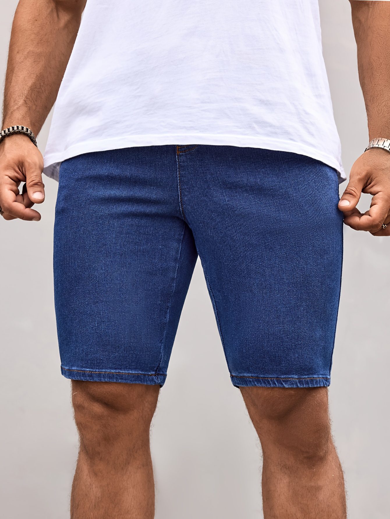 Men's Drawstring Waist Pockets Denim Shorts Jorts Plain Navy Blue Vacation Vintage Friends Going Out Hang Out Commute National Park Street - Image 3