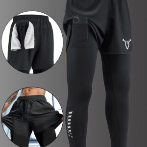 Men'S Casual Sports Long Pants Suitable for All Seasons, Designed to Look Like Two Pieces, Featuring Pockets, a Regular Fit, Elastic Waistband, Quick-Drying And Breathable Fabric, Moisture-Wicking Properties, Ideal for Hiking, Training, Yoga