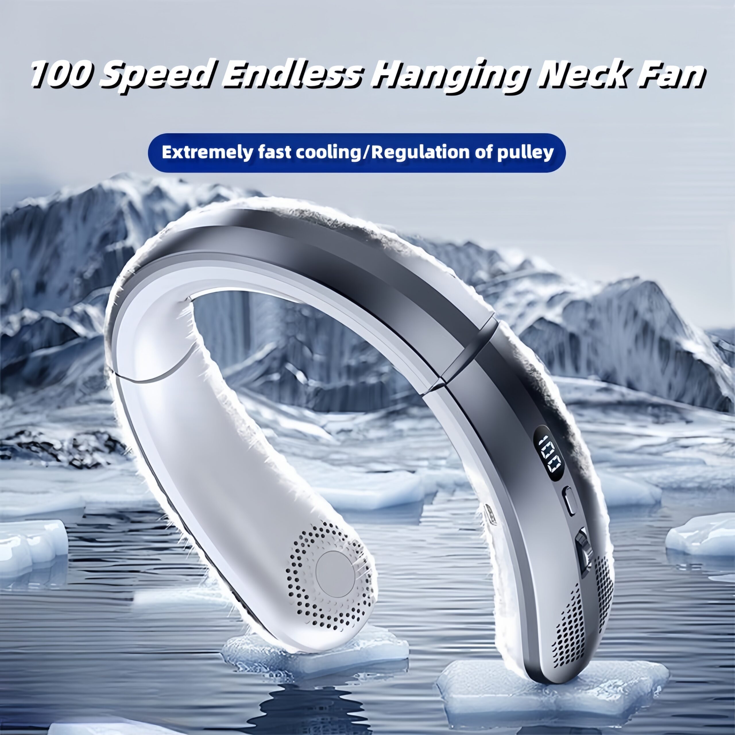 1pc Portable Leafless Hanging Neck Fan Five Generations USB Charging Fan, Display 100 Speed Adjustable Up And Down Air Cooling, 30° Internal And External Angle Adjustable, Suitable for Home, Office. Essential Back-To-School Supplies, Outdoors, Beach - Image 10