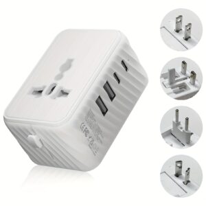 Universal Travel Adapter (2 USB-A + 2 Type-C) AC International Socket Adapter, 17W Universal Travel Plug Compatible EU/UK/USA/AUS - Charger for Smartphone, Tablet, Travel, for Iphone, Samsung, Xiaomi, Android, Pad, Car, Etc, Perfectholiday Gift