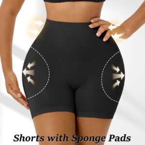 1pc Women's High-Waist Shaping Shorts with Faux Butt Pads - Tummy Control, Butt Lift, Waist, High-Waist Design, Solid Color, Suitable for Daily Yoga and Fitness Wear