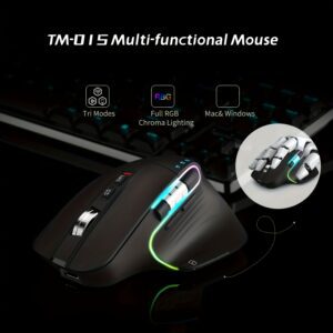 Wireless Bt Mouse, 2.4 Ghz, Type-C Wired The Third Mode Connection, Ergonomic Mouse, Rechargeable Optical Mouse, RGB Office Game Mouse, Four Gear Adjustable DPI; Equipped with 8 Buttons And Dual Wheel Right-Handed Mouse