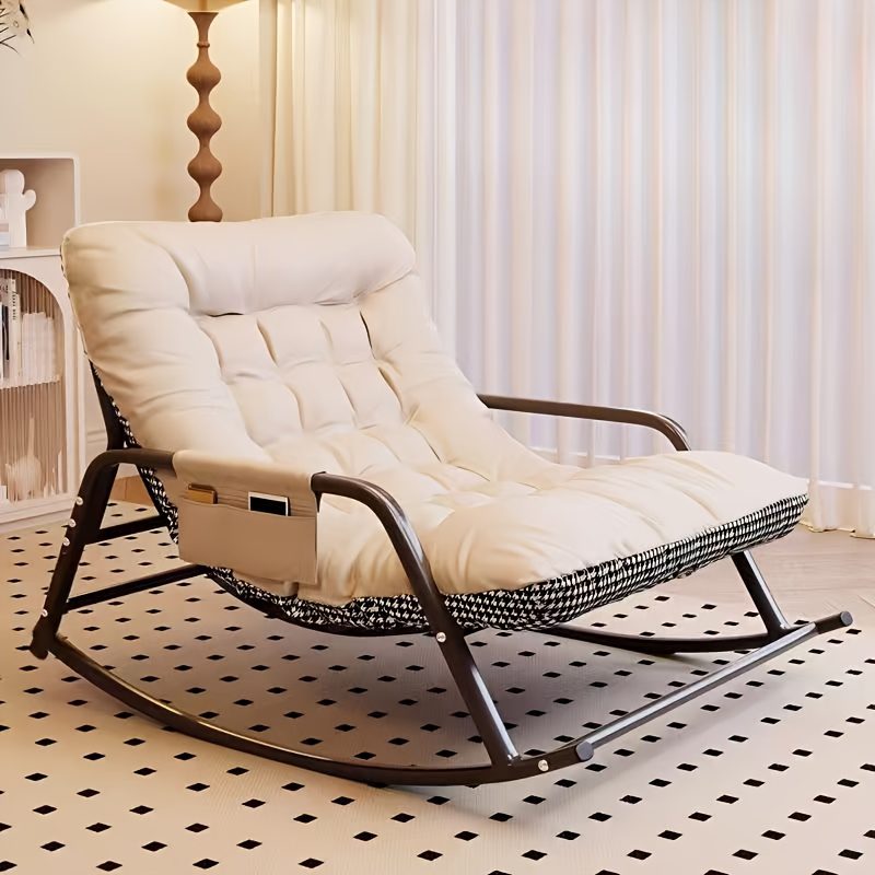 Stylish Rocking Chair for Living Room and Bedroom, Indoor Two-Seater Sofa Recliner with Cushion, Multi-Functional Zero Gravity Recliner for Bedroom, Study, Reading Nook, Bay Window Area, Rocking Chair with Soft Padded Cushion for Plush Comfort + - Image 9