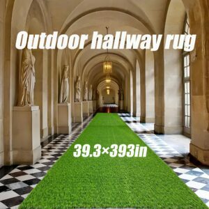 Extra Thick 99.06x999.74 cm Green Artificial Grass, Outdoor Rugs, Patio Lawn Mat with TPR Rubber Backing, Non-Shedding Easy to Clean, Suitable for Yard, Garden, Hallway, Christmas Easter Gift