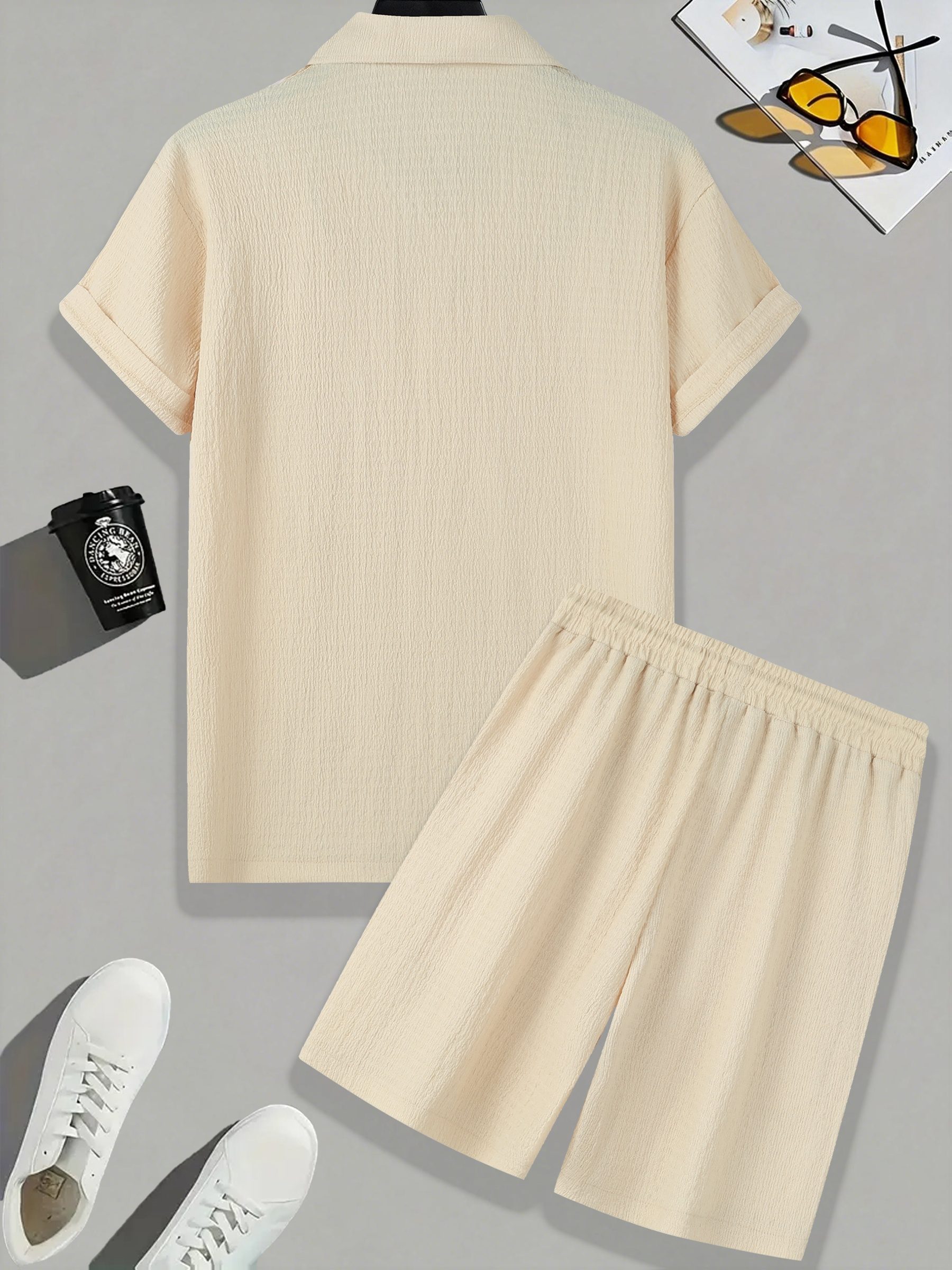 Men's Summer Casual Sportswear Set - High-Quality Shirts with Trendy Short Sleeves and Shorts 2pcs Set - Image 9