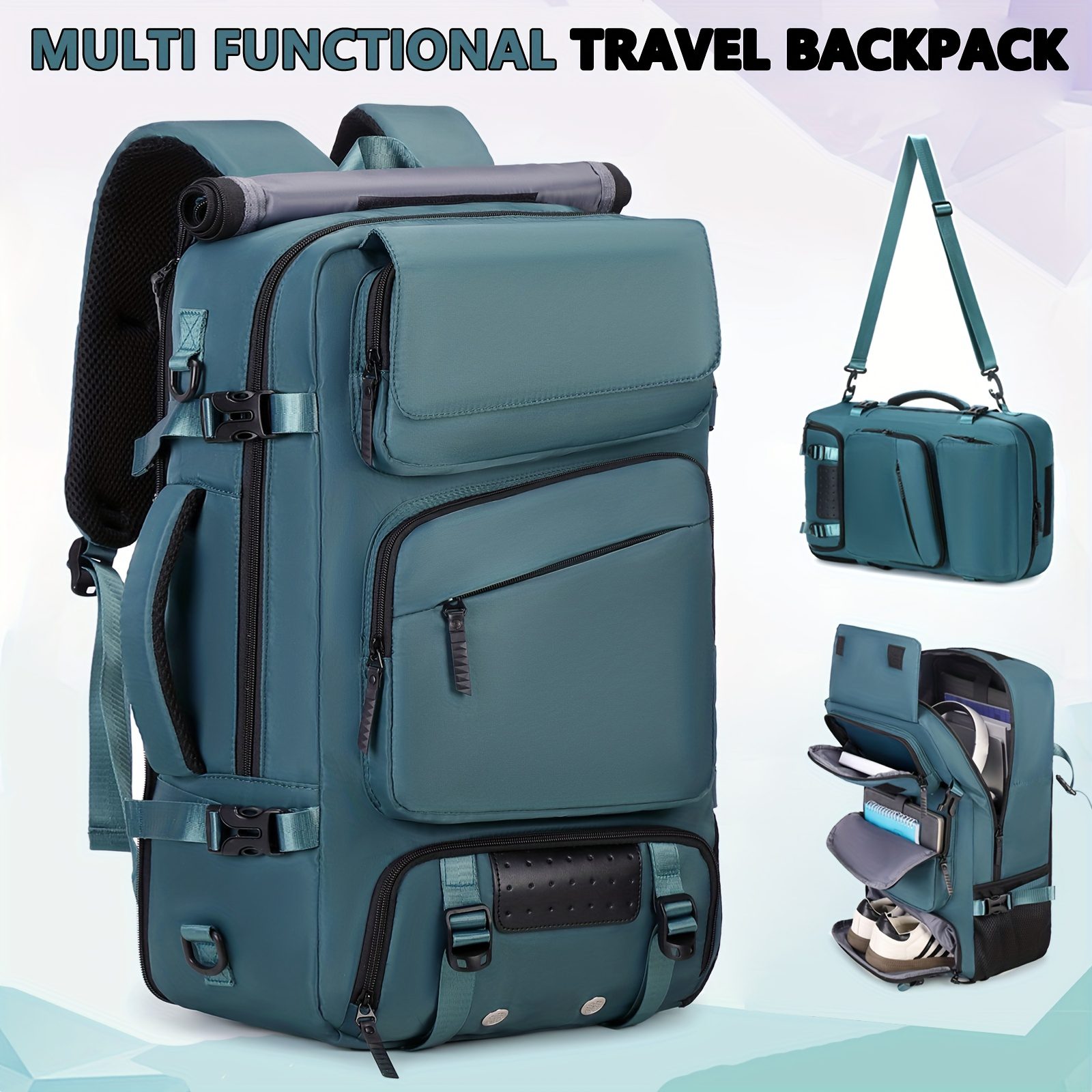 Men'S 39.62cm Laptop Backpack with Airline-Approved TSA Lockable Zipper Closure, 39.62cm Laptop Compartment & 39.62cm Tablet Sleeve - Heavy-Duty Travel Backpack with Padded, Adjustable Shoulder Straps, Shoe Storage & Luggage Strap - Ideal For Business - Image 2