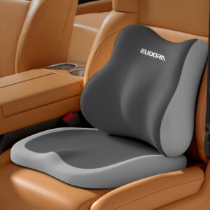 2pcs Car Booster Seat Cushion + Lumbar Support Set, Soft Memory Foam for Gentle Support, Ergonomic Design, Universal Fit for Cars, SUVs & Trucks, Boosts Driving View & Comfort, Removable Cover, Portable, All-Season Use, Hand Washable