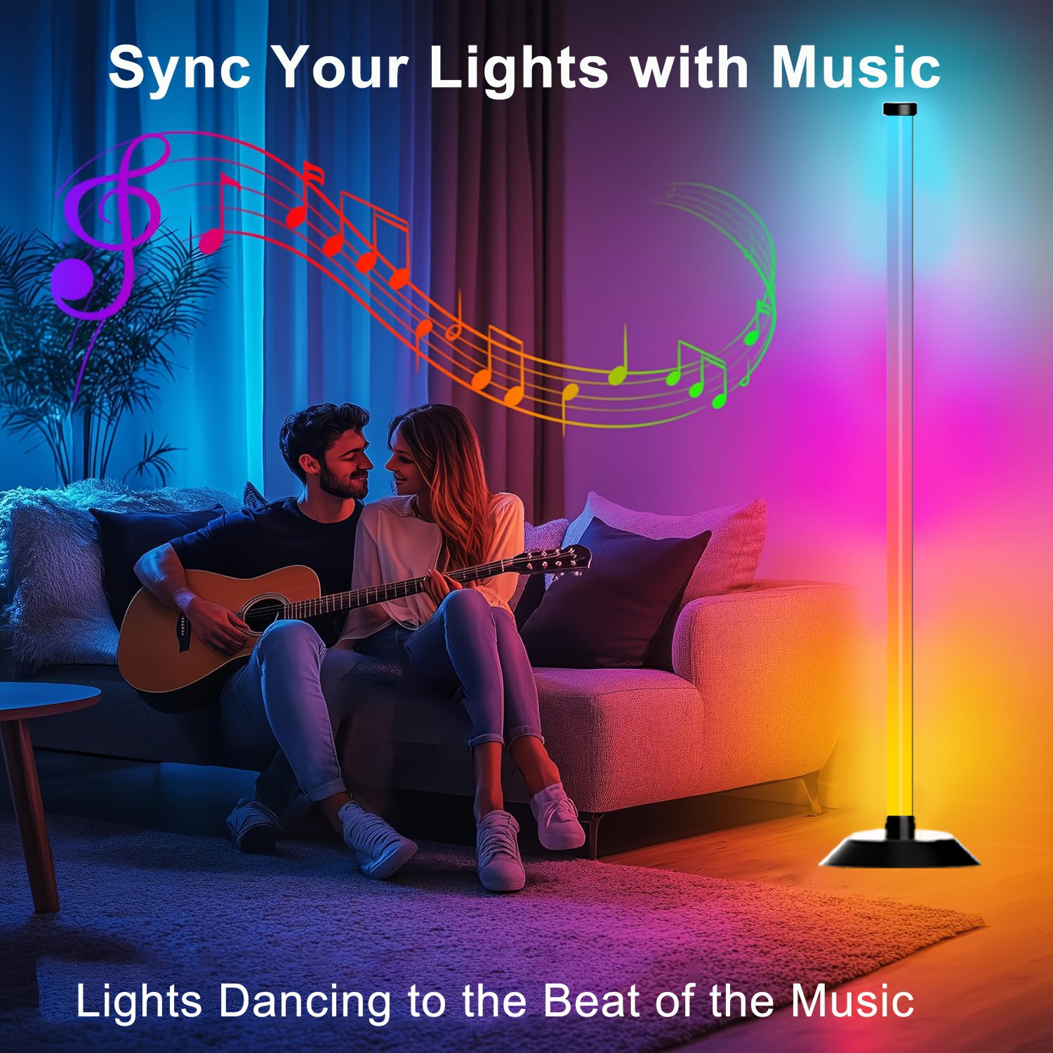 NBBUFF USB Light Bar Featuring App And Remote Control, RGBICW Corner Floor Lamp, Programmable Modern LED Light, Music Synchronization, 16 Million Colors - Suitable for Bedroom, Office, Birthday Celebrations, Halloween, And Christmas Decorations - Image 8