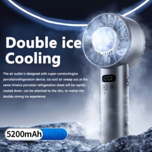 5200mAh Ice-Cool Handheld Fan 3-in-1 Run, 100-speed LED Display Luxury, Portable AC for Home/office/travel (black/white/blue)