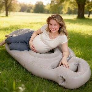 1pc PVC Mesh Velvet Inflatable Full-Body Maternity Support Pillow with Abdominal Cutout, Comfortable - The Best Sleep Aid for Pregnant Women, Supportive Maternity Bed, Lightweight Design, Breathable Material, Portable Design, Suitable for Indoor