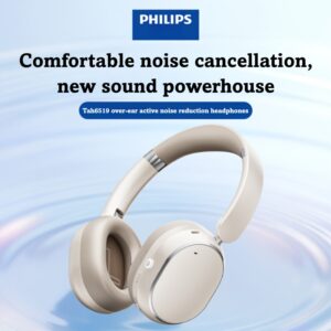 Philips Wireless Bluetooth Headphones, Over-Ear Wireless Headphones, ANC Hybrid Active Noise Cancelling Headphones, HiFi Surround Sound Over-Ear Wireless Headphones, for iPhone and Android, 80 Hours of Playtime, with Five ENC Noise Cancelling
