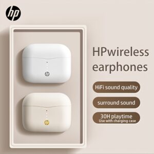 HP Wireless Earbuds, Long 30H Standby, Noise-Reduction, Comfortable Wear Universal Fit, Touch Control, Hi-Fi Sound with Crystal Clear Calls, Compatible with Ios & Android Devices, Perfect Gift for Halloween Christmas