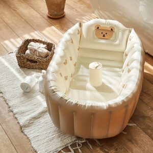 Korean Baby Inflatable Bathtub Bathtub Children High Appearance Level Baby PVC Bathtub Bathtub Portable Collapsible Bath Tub Game Pool Inflatable Bathtub Travel Artifact