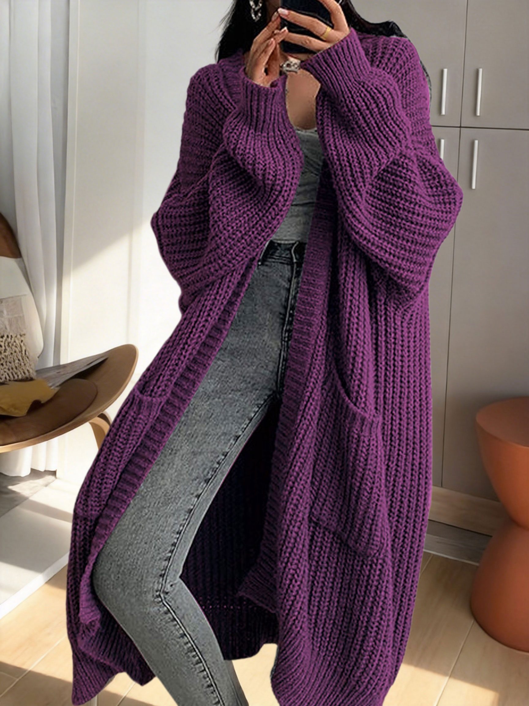 Y2K Long Cardigan Sweater with Long Sleeves - Image 5