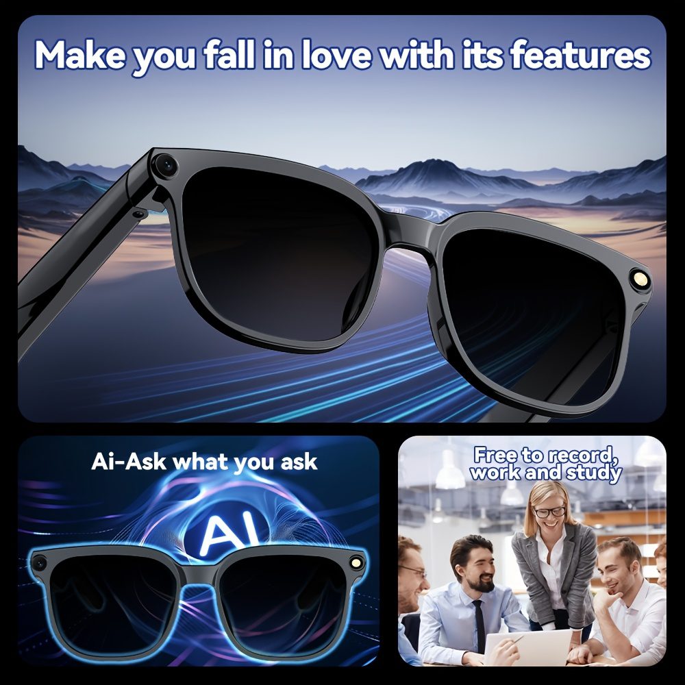 Smart Glasses Equipped with AI for Real-Time Translation And Object Identification, Featuring Open-Ear Audio, a Lightweight Design, And Up to 8 Hours of Battery Life, Perfect for Daily Use, Work, Travel - Image 7