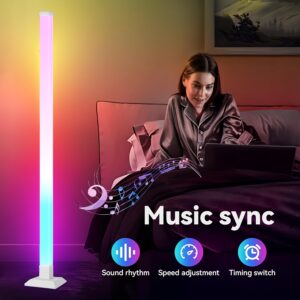 RGB LED Floor Ambient Light with Music Sync Color Changing, Remote + Button Control for Living Room, Bedroom, Gaming Room Decor, Halloween Christmas New Year Valentine's Day Gift, Festive Romantic Scene Lighting