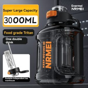 One 3000ml Sports Water Bottle with Straw and Tea Infuser, Featuring a Carrying Strap. Suitable for Sports, Fitness, Outdoor Activities, and Camping
