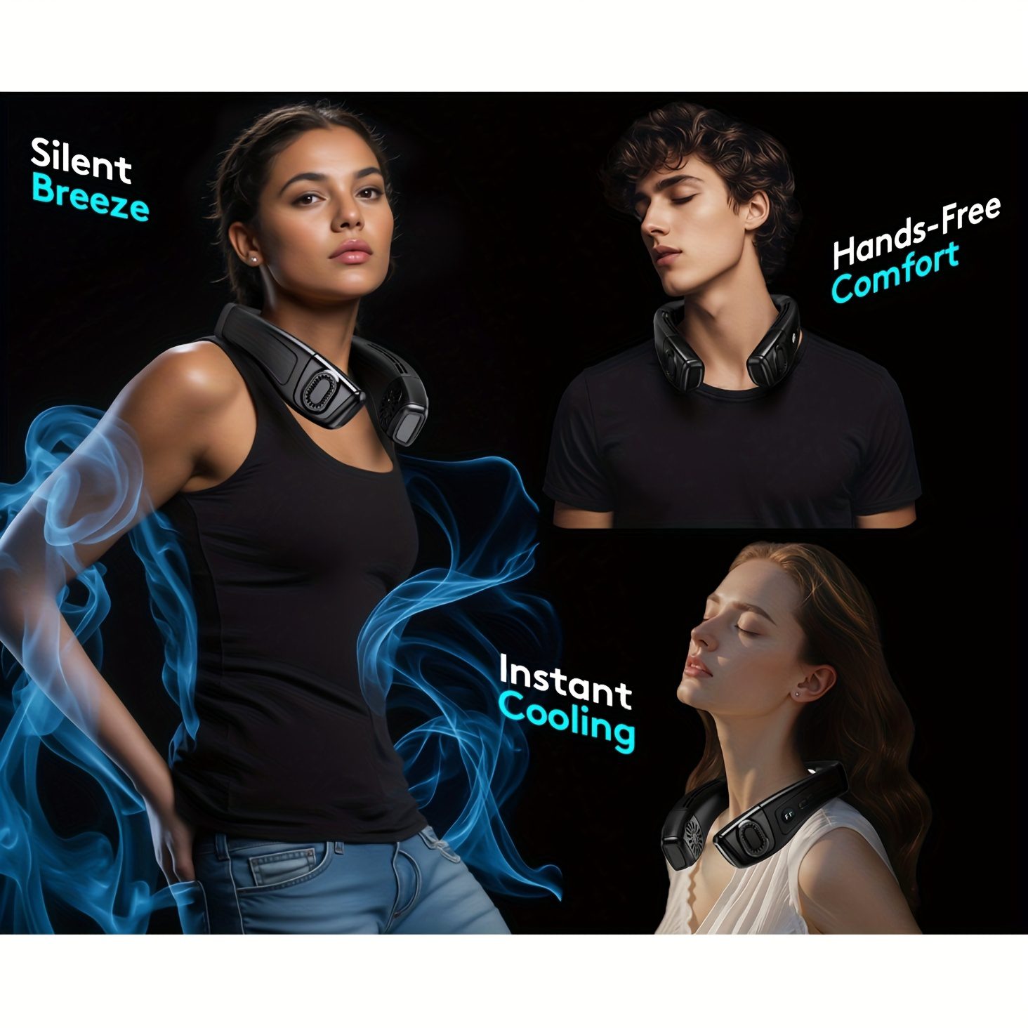 5200Mah Neck Fan, Portable Air Conditioning Fan, Ergonomic Personal Cooling Fan, Type-C Rechargeable, 3D Airflow Wearable, LED Screen, 3 Modes, a Gift for Men And Women, Suitable for Outdoor Travel And Indoor Use - Image 2