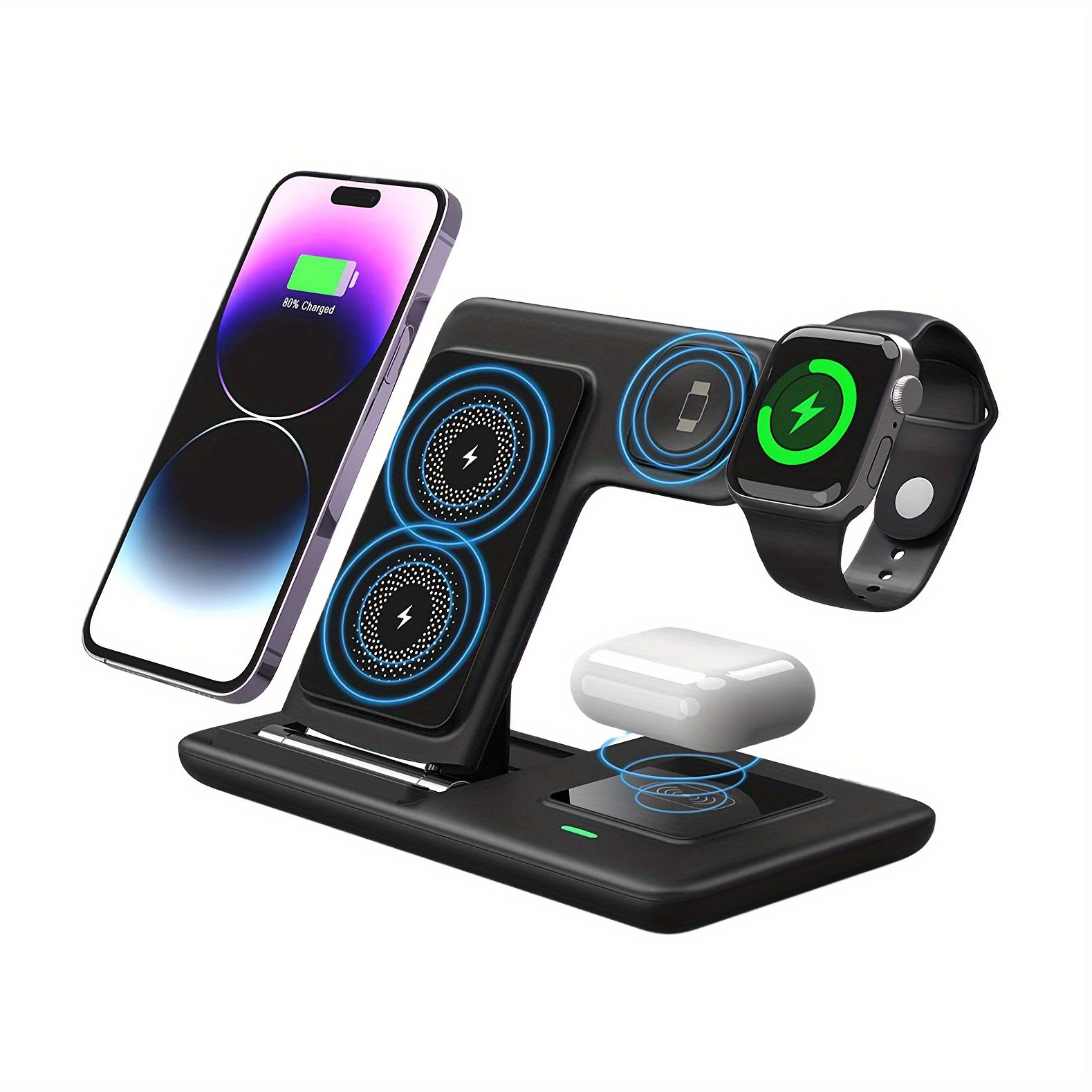 Foldable 3-In-1 Wireless Charging Station for Multiple Devices | Fast Charger Stand Dock for Iwatch Series 9 8 7 6 SE 5 4 3 2, Ultra Airpods Pro 3 2, for Iphone 17/16/15/14/13/12/11 - Magnetic Connector, USB Power, Brand: MINGMAI - Image 7