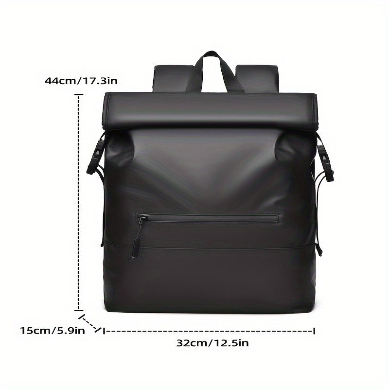 Stylish Roll-Top Daypack with Laptop Compartment - Durable Oxford Fabric, Adjustable Straps, Zip Closure for Outdoor Adventures - Image 2